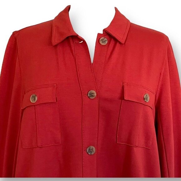 J Jill Wearever Collection Womens Double Face Jersey Jacket Sz M Terracotta Coat - Picture 4 of 7